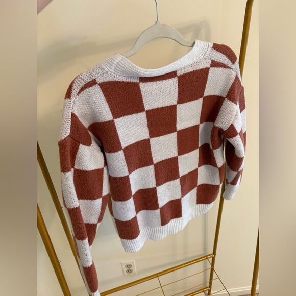 Retro women’s cardigan with checkered pattern - Picture 3 of 3